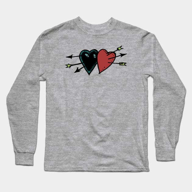 Two of Hearts Long Sleeve T-Shirt by bakuto docher